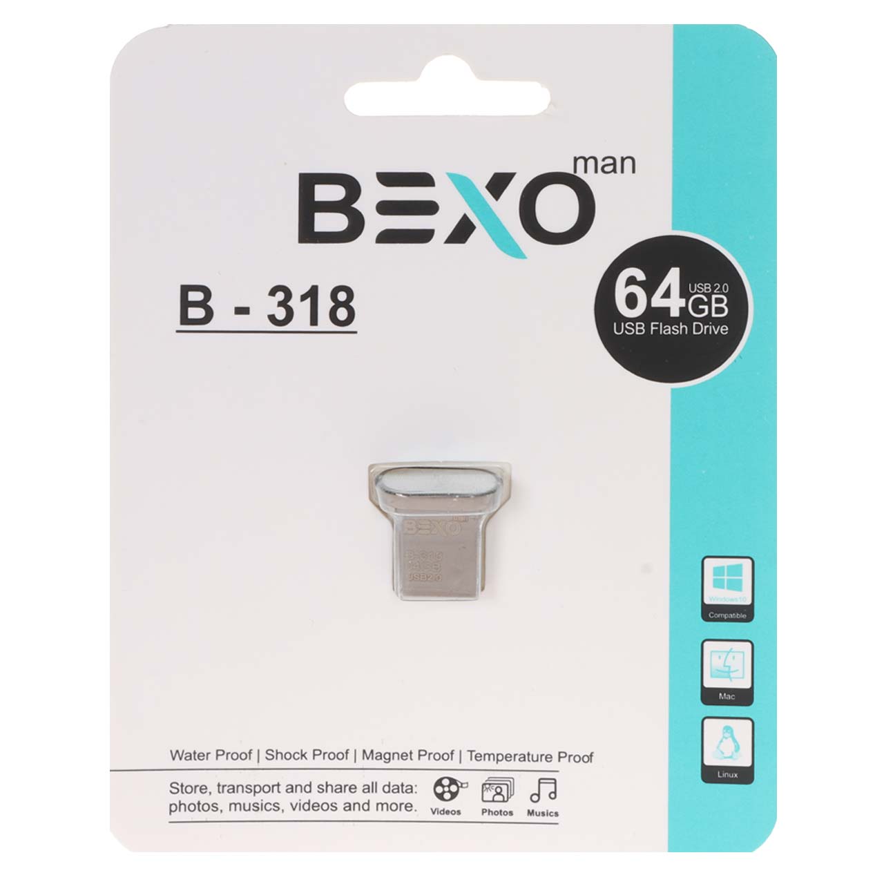 BEXO B-318 USB2.0 Flash Memory - 64GB (گارانتی داده پردازی آواتک) مشکی